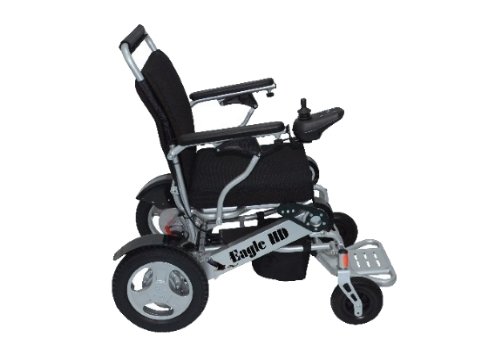 A silver/black Eagle HD bariatric portable wheelchair