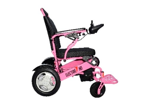 A pink Electra 7 HD Wide bariatric foldable wheelchair