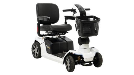 A pearl white Pride® Zero Turn 10 four-wheel scooter.